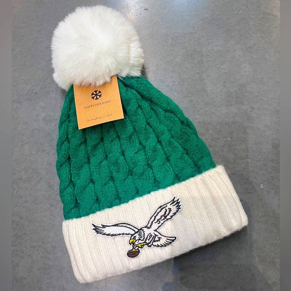 Kelly Green  & White Eagles Beanie